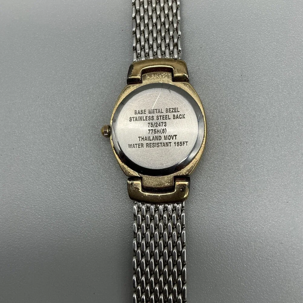 Armitron Now Womens Watch 22mm Silver Two Tone Mesh Date Box New Battery 6.75